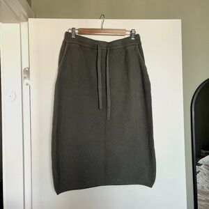 Kowtow Khaki Organic Cotton Midi Skirt